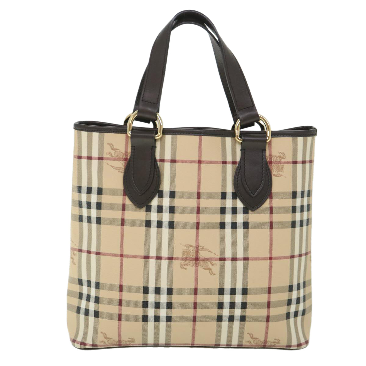 BURBERRY Nova Check Hand Bag PVC Leather Beige Auth yk8975 - 0