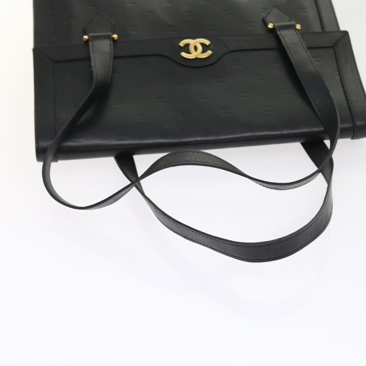 CHANEL COCO Mark Shoulder Bag Leather Black CC Auth yk9014