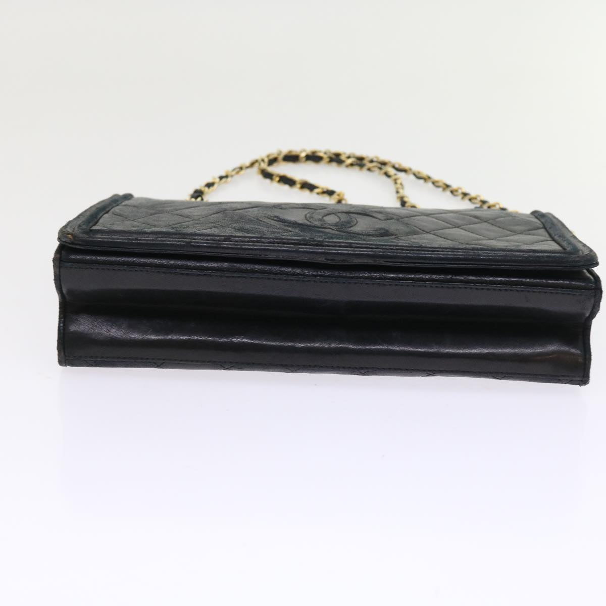 CHANEL Matelasse Chain Shoulder Bag Lamb Skin Black CC Auth yk9017