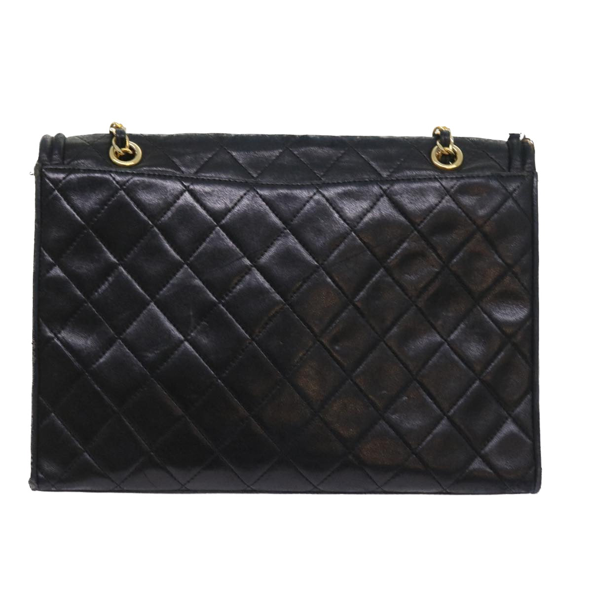 CHANEL Matelasse Chain Shoulder Bag Lamb Skin Black CC Auth yk9017