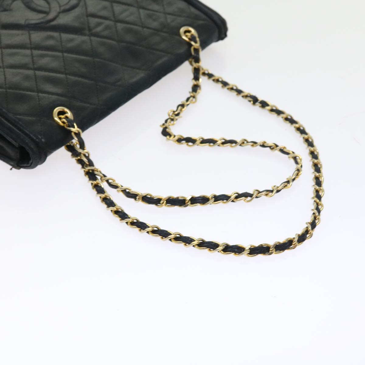 CHANEL Matelasse Chain Shoulder Bag Lamb Skin Black CC Auth yk9017