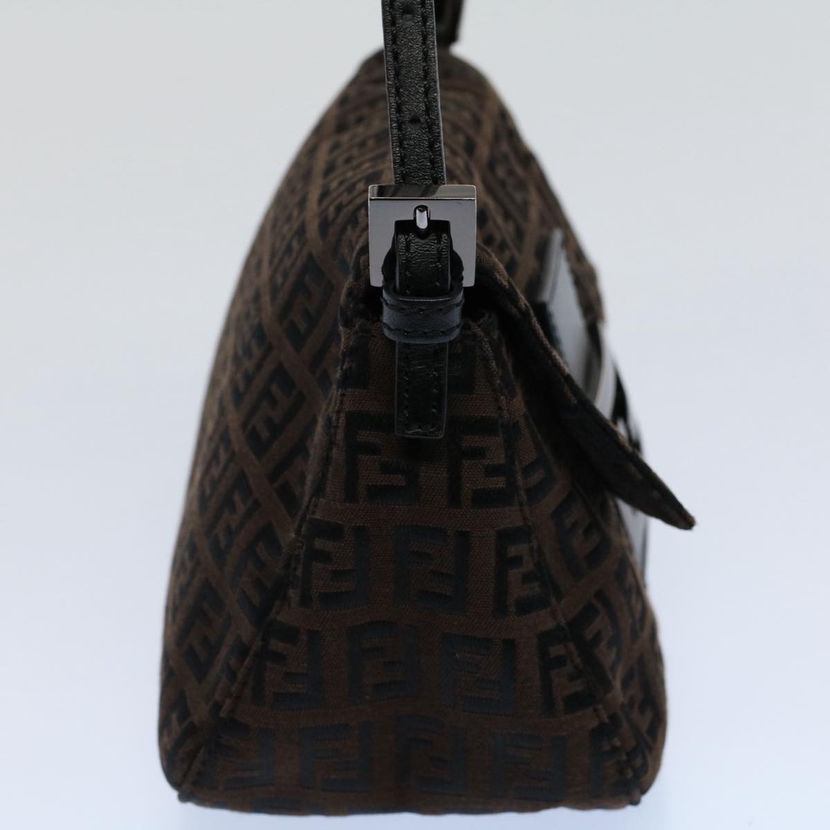 FENDI Zucchino Canvas Mini Mamma Baguette Shoulder Bag Brown Auth yk9034