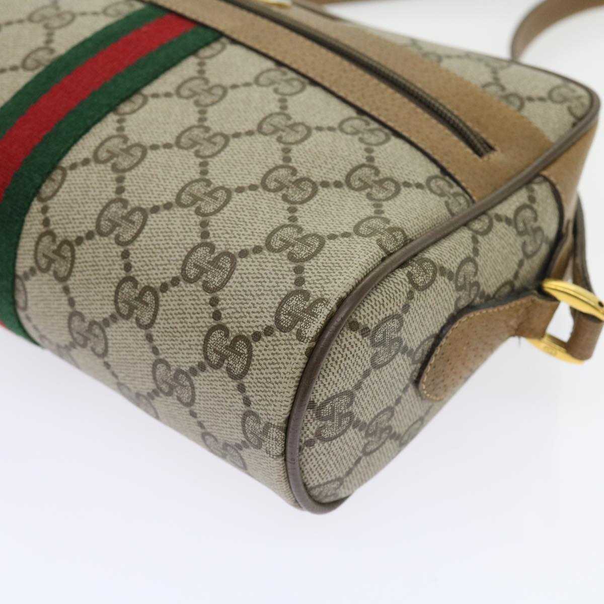 GUCCI GG Supreme Web Sherry Line Shoulder Bag Beige Green 98 02 004 Auth yk9045