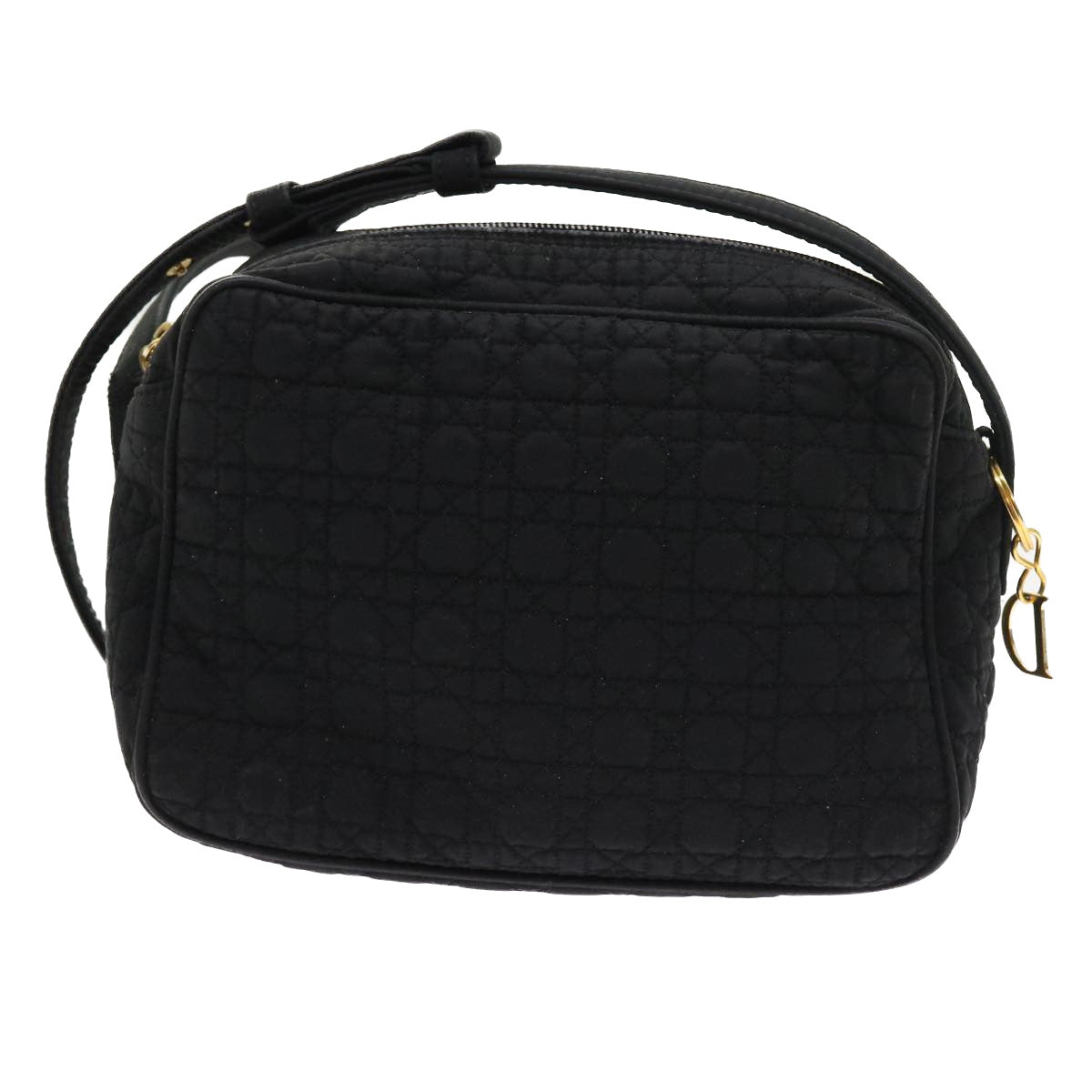 Christian Dior Lady Dior Canage Shoulder Bag Nylon Black Auth yk9056