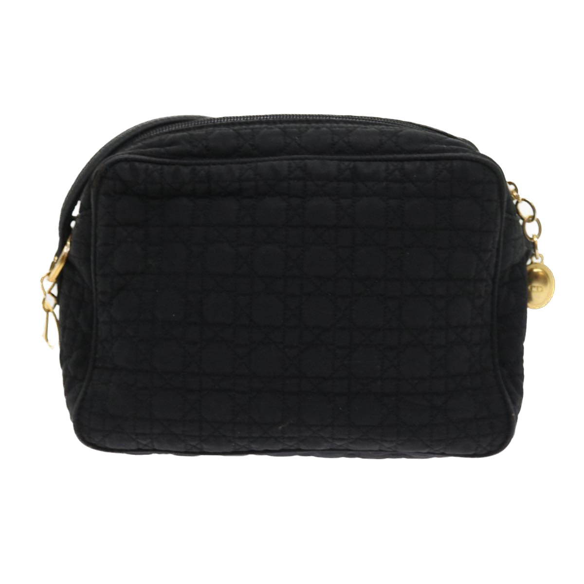 Christian Dior Lady Dior Canage Shoulder Bag Nylon Black Auth yk9056