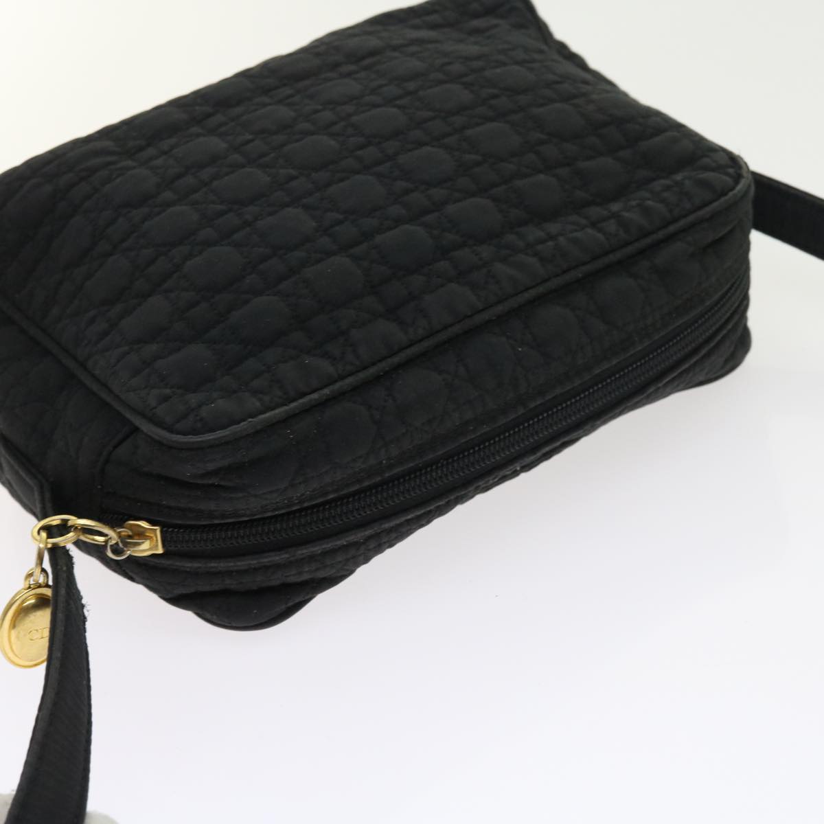 Christian Dior Lady Dior Canage Shoulder Bag Nylon Black Auth yk9056