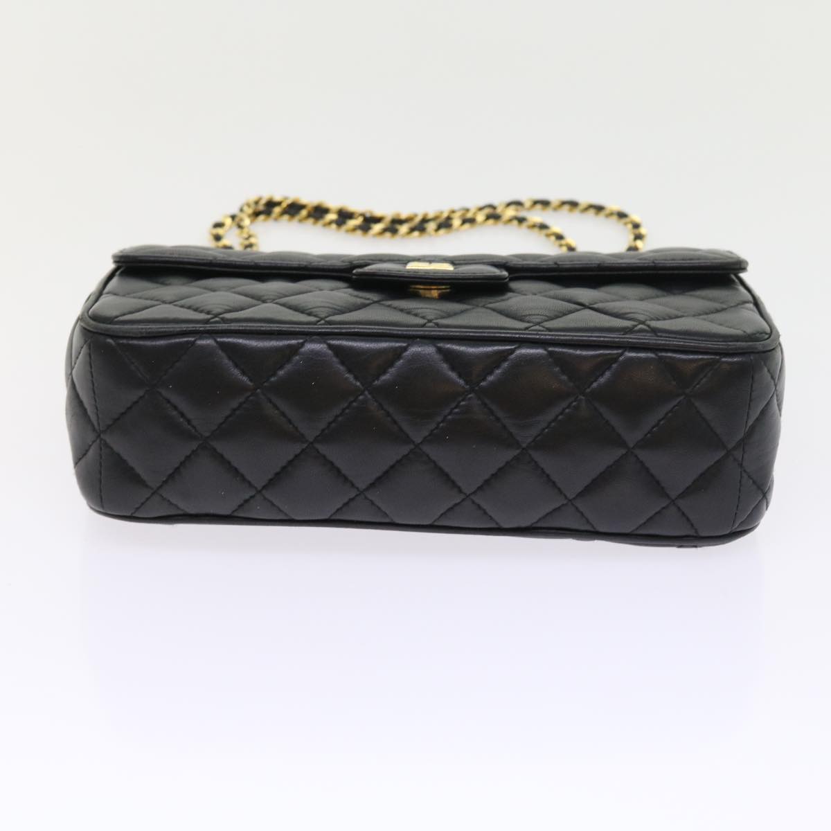 GIVENCHY Quilted Chain Shoulder Bag Leather Black Auth yk9058