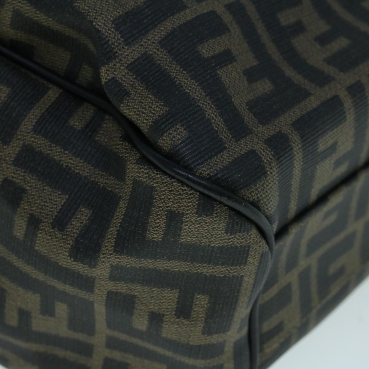 FENDI Zucca Canvas Shoulder Bag Coated Canvas Brown Black Auth yk9059