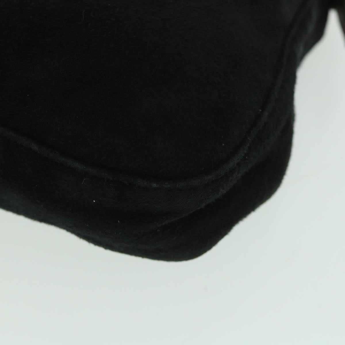 FENDI Mamma Baguette Shoulder Bag Suede Black Auth yk9075