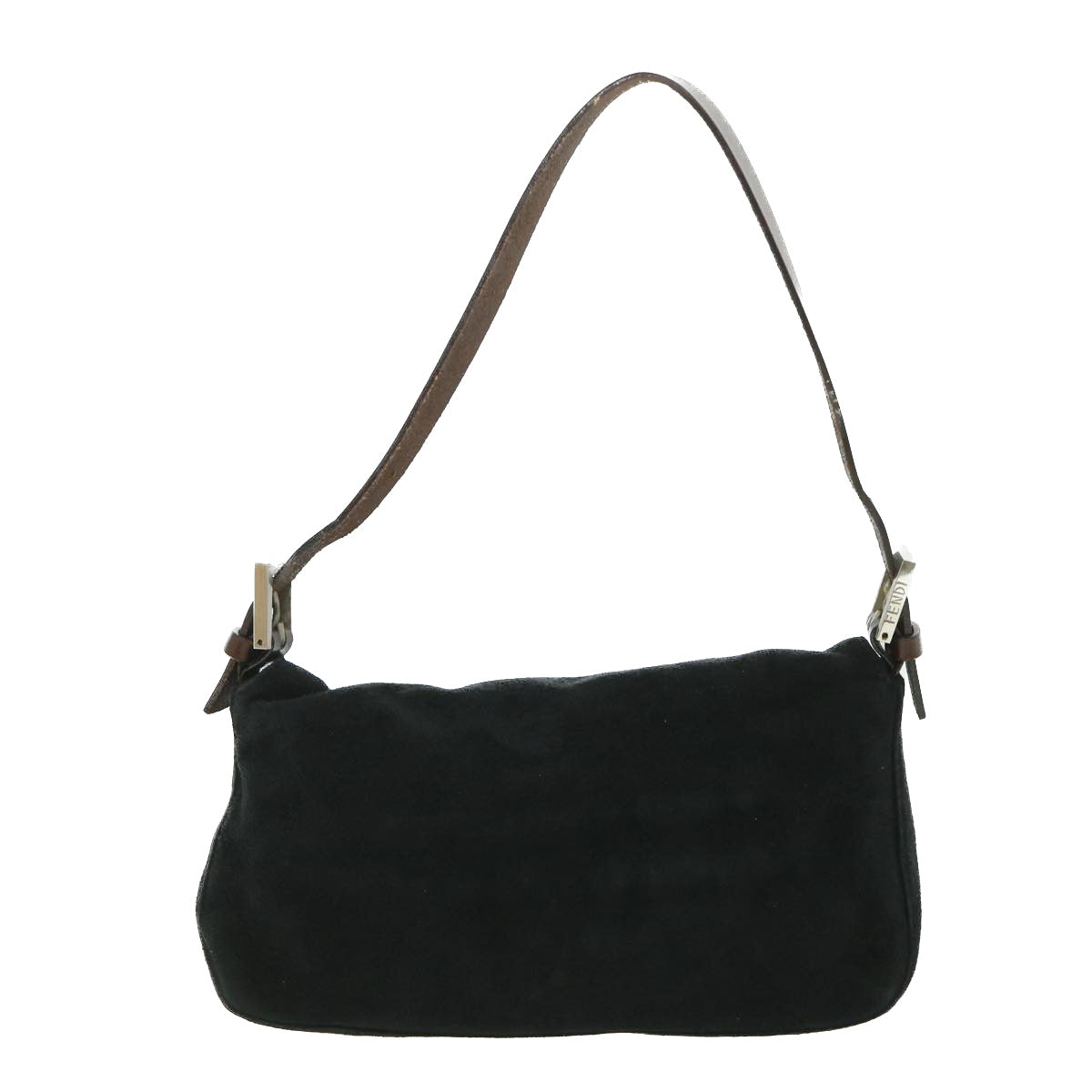 FENDI Mamma Baguette Shoulder Bag Suede Black Auth yk9075 - 0