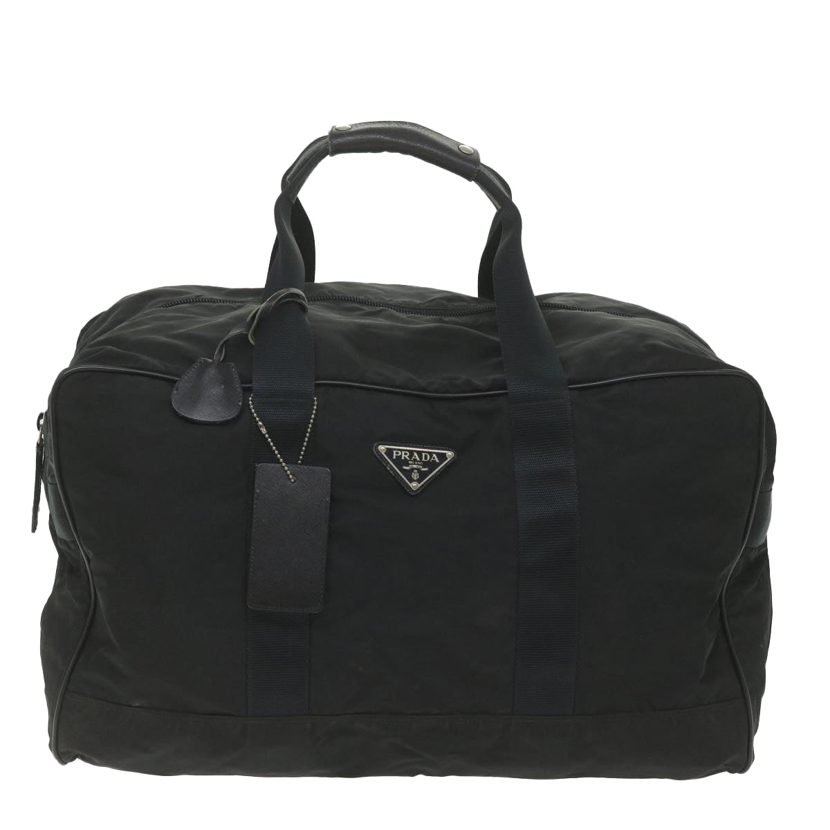 PRADA Boston Bag Nylon Black Auth yk9091