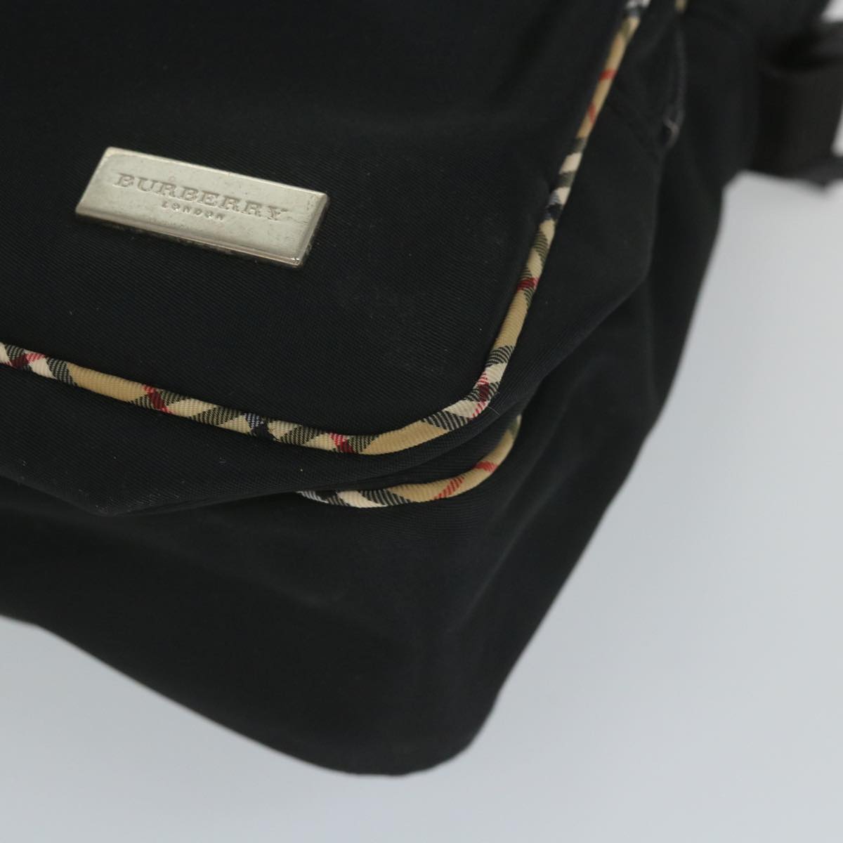 BURBERRY Nova Check Hand Bag Nylon Black Auth yk9097