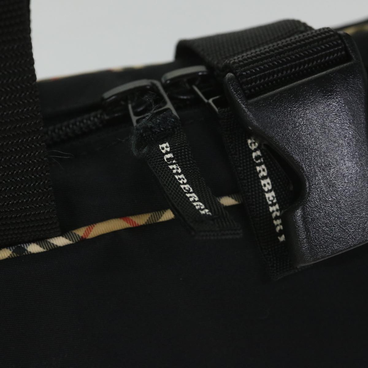 BURBERRY Nova Check Hand Bag Nylon Black Auth yk9097