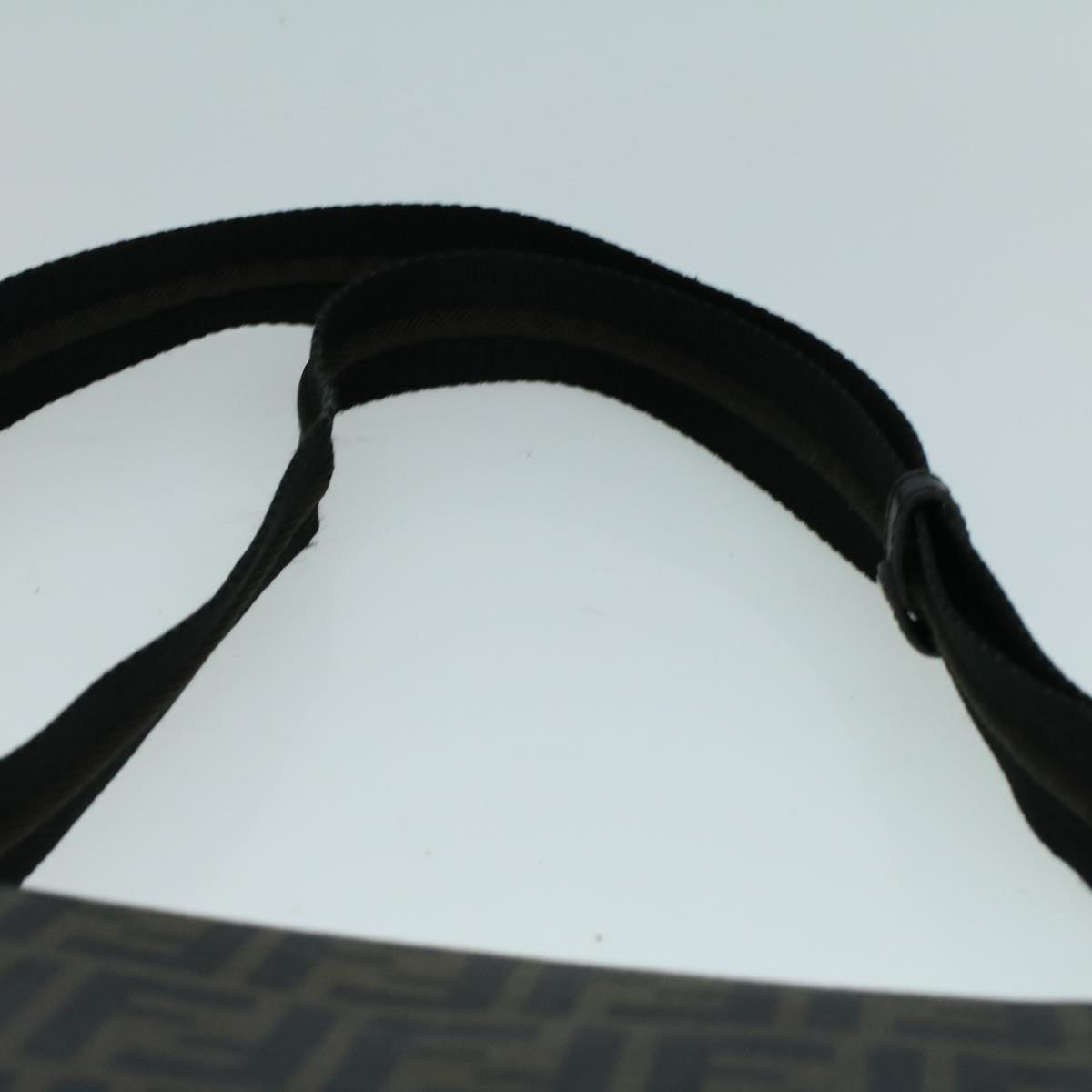 FENDI Zucca Canvas Shoulder Bag Black Brown Auth yk9104