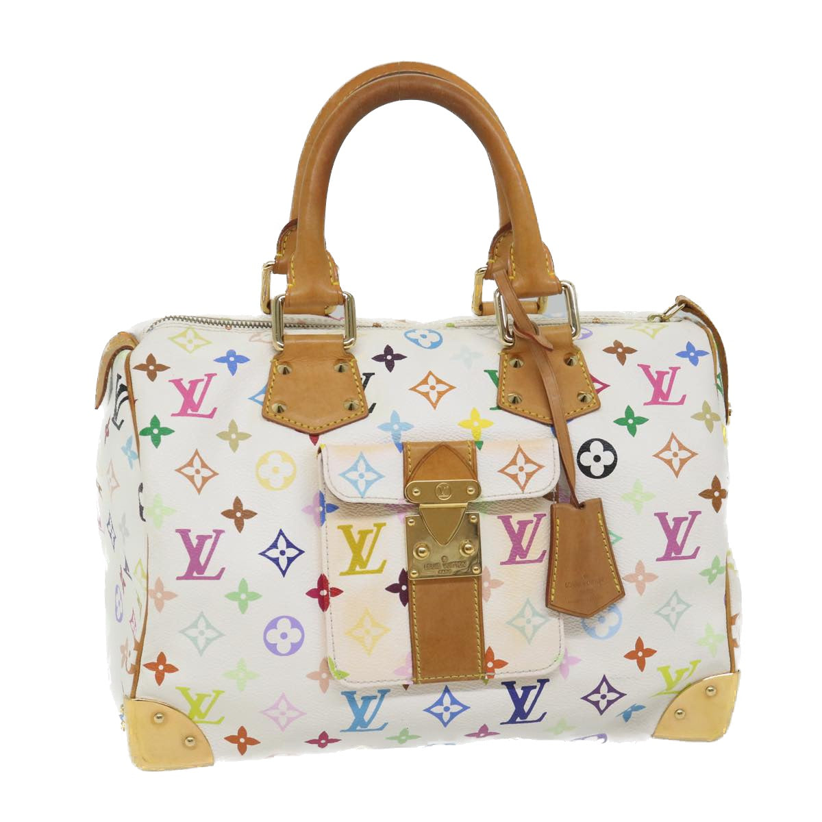 LOUIS VUITTON Monogram Multicolor Speedy 30 Hand Bag White M92643 LV Auth yk9115