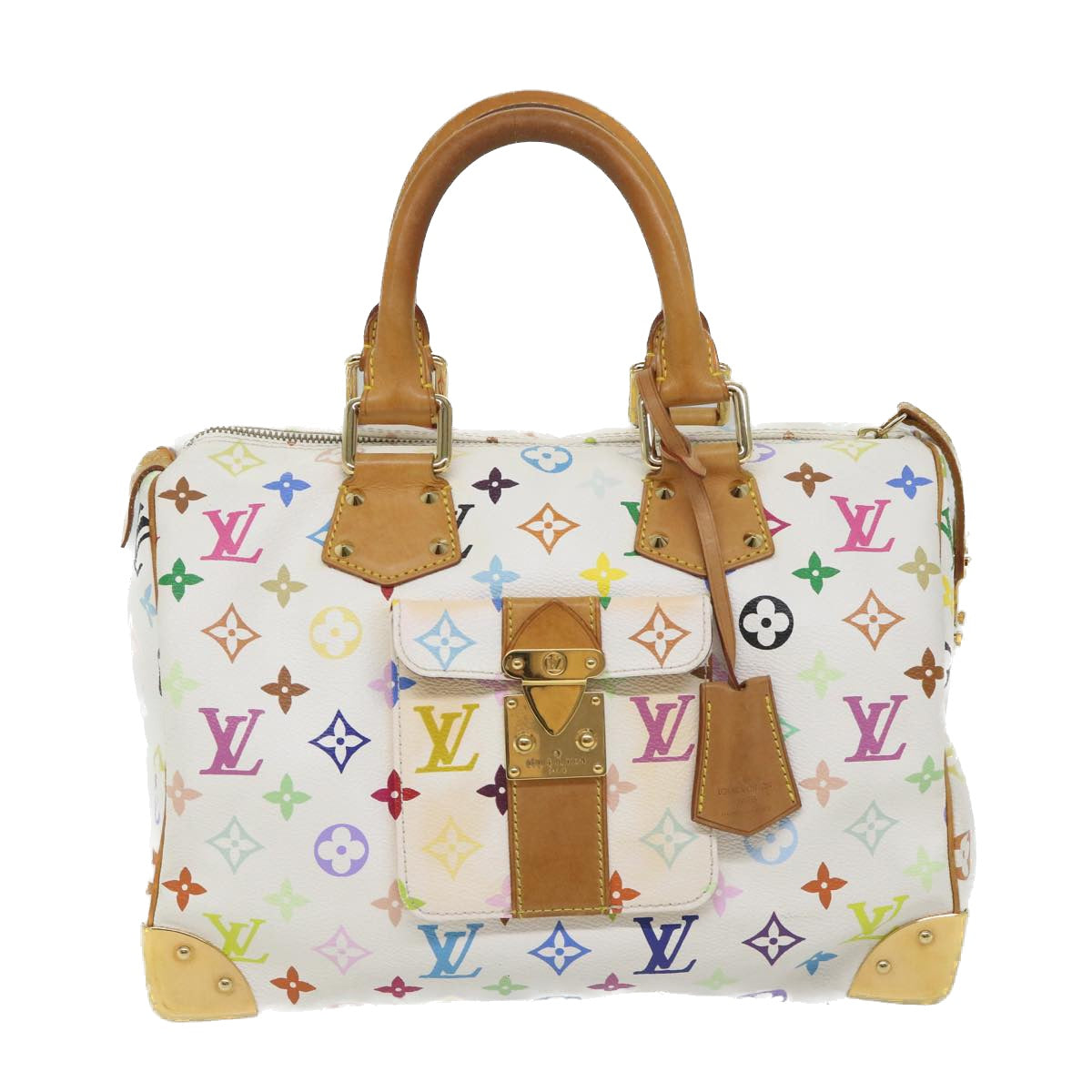 LOUIS VUITTON Monogram Multicolor Speedy 30 Hand Bag White M92643 LV Auth yk9115