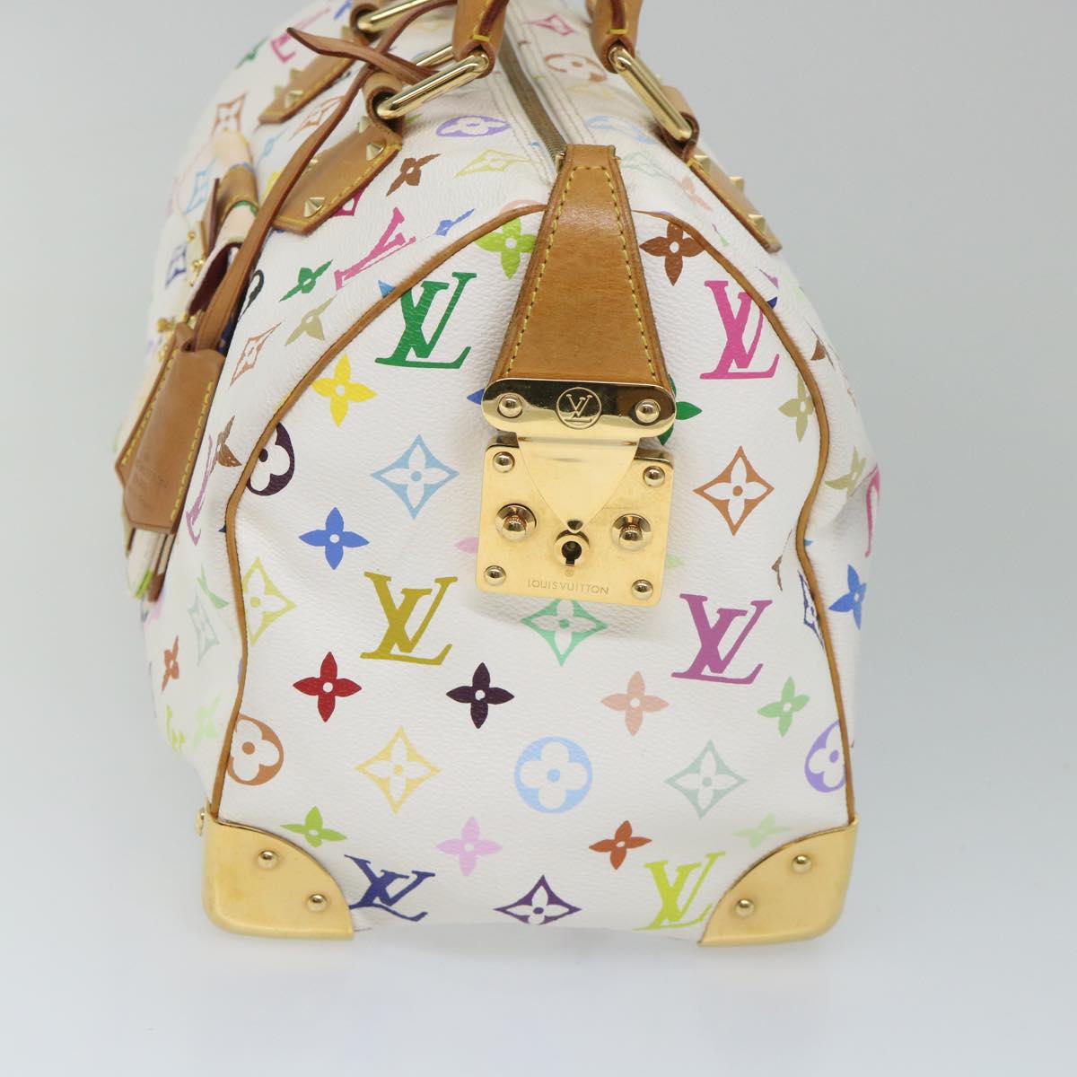 LOUIS VUITTON Monogram Multicolor Speedy 30 Hand Bag White M92643 LV Auth yk9115