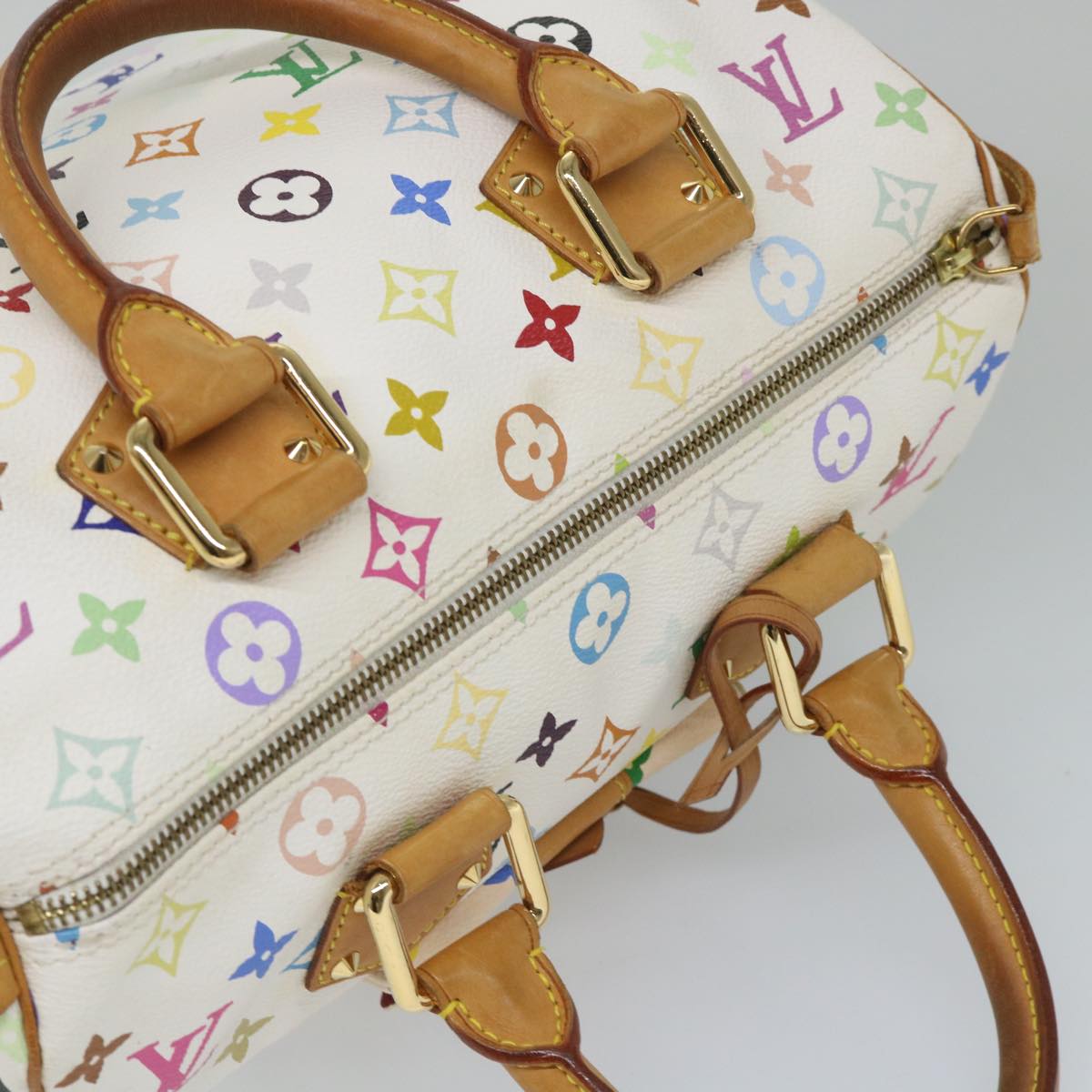 LOUIS VUITTON Monogram Multicolor Speedy 30 Hand Bag White M92643 LV Auth yk9115