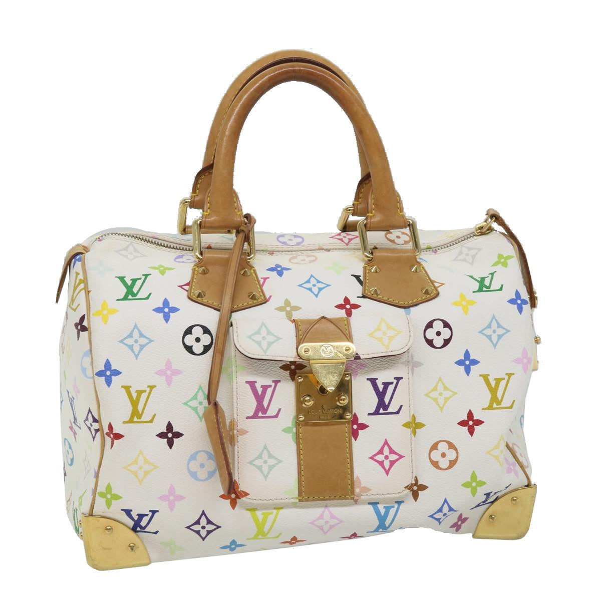 LOUIS VUITTON Monogram Multicolor Speedy 30 Hand Bag White M92643 LV Auth yk9116