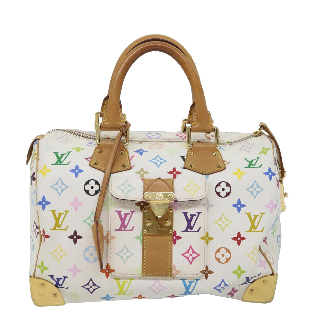 LOUIS VUITTON Monogram Multicolor Speedy 30 Hand Bag White M92643 LV Auth yk9116