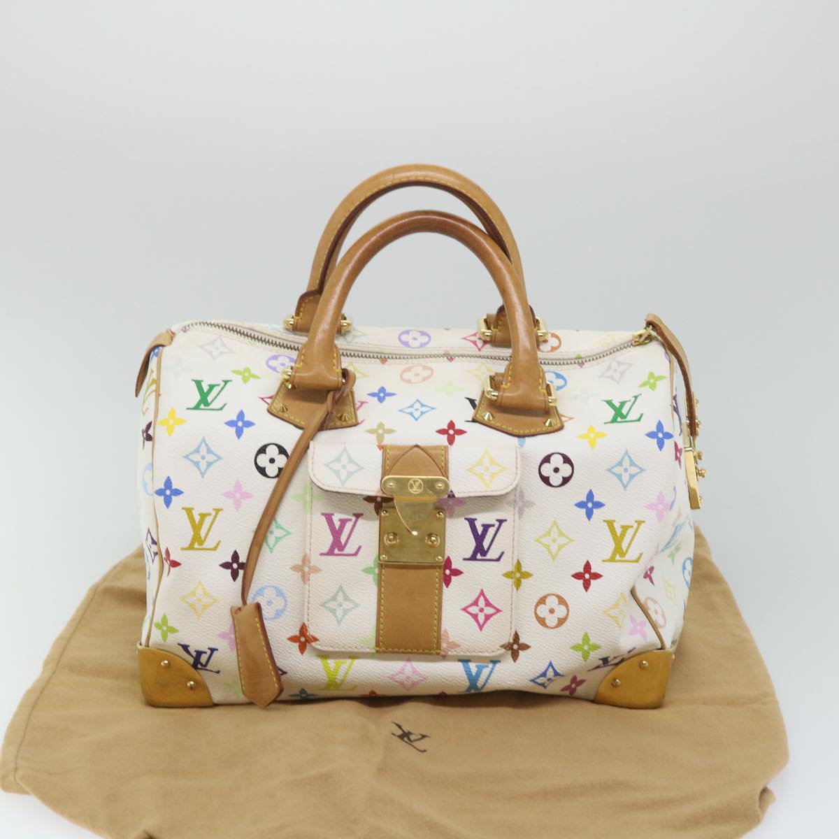 LOUIS VUITTON Monogram Multicolor Speedy 30 Hand Bag White M92643 LV Auth yk9116