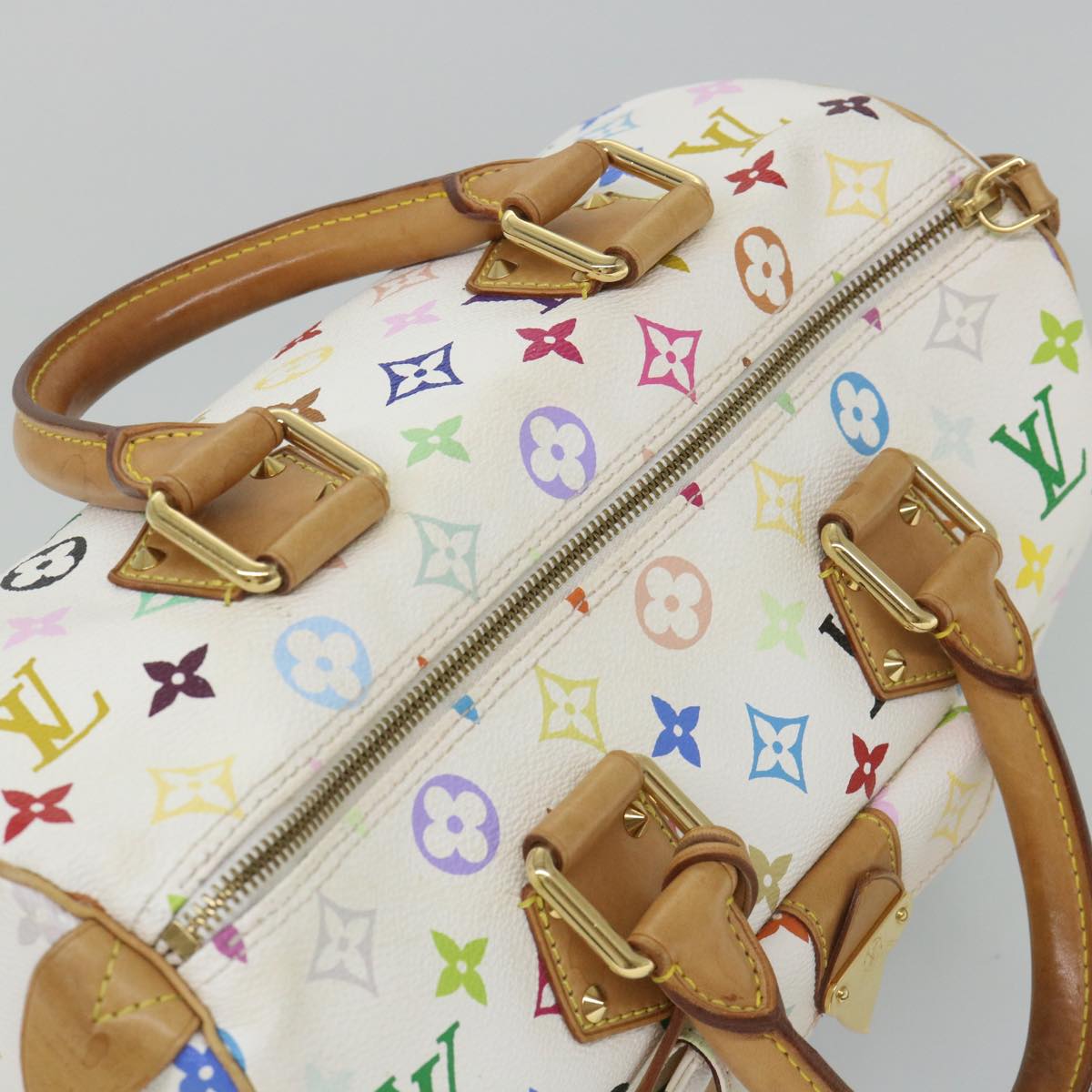 LOUIS VUITTON Monogram Multicolor Speedy 30 Hand Bag White M92643 LV Auth yk9116