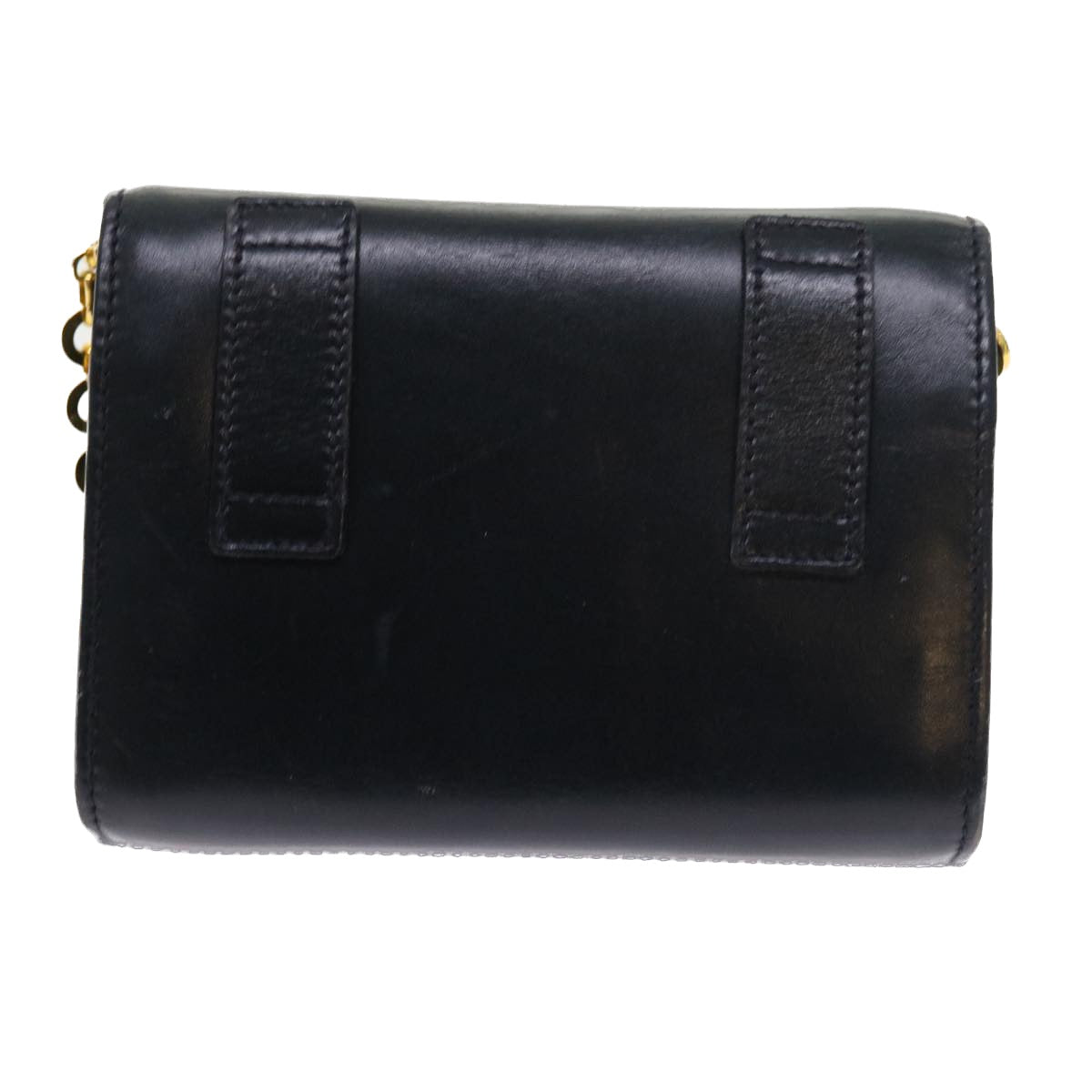 Salvatore Ferragamo Chain Shoulder Bag Leather Navy Auth yk9123 - 0