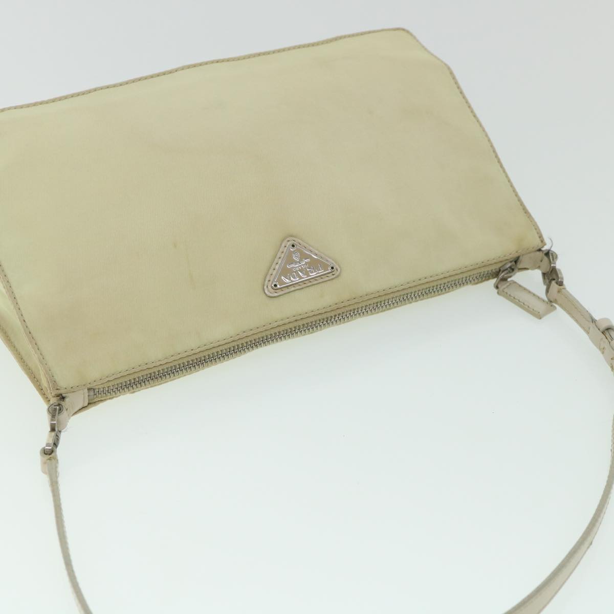 PRADA Shoulder Bag Nylon Beige Auth yk9124