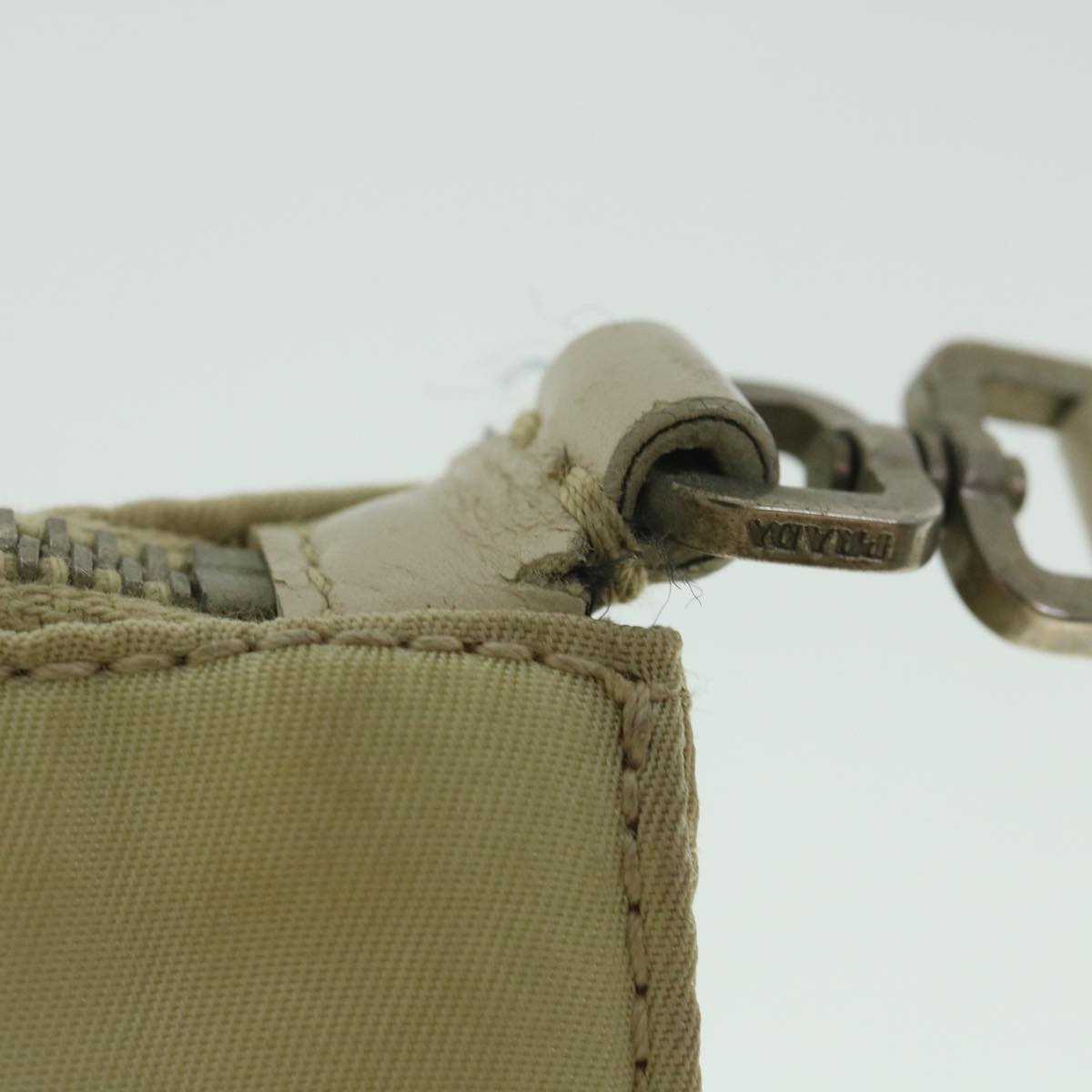 PRADA Shoulder Bag Nylon Beige Auth yk9124