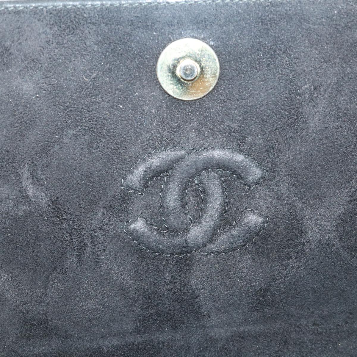 CHANEL Matelasse Chain Shoulder Bag Suede Black CC Auth yk9129