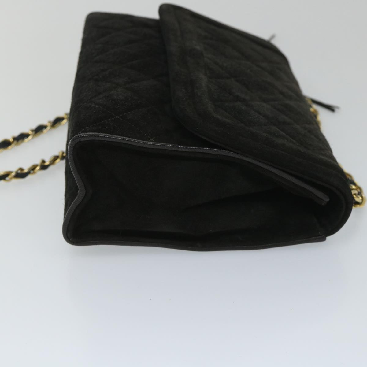 CHANEL Matelasse Chain Shoulder Bag Suede Black CC Auth yk9129