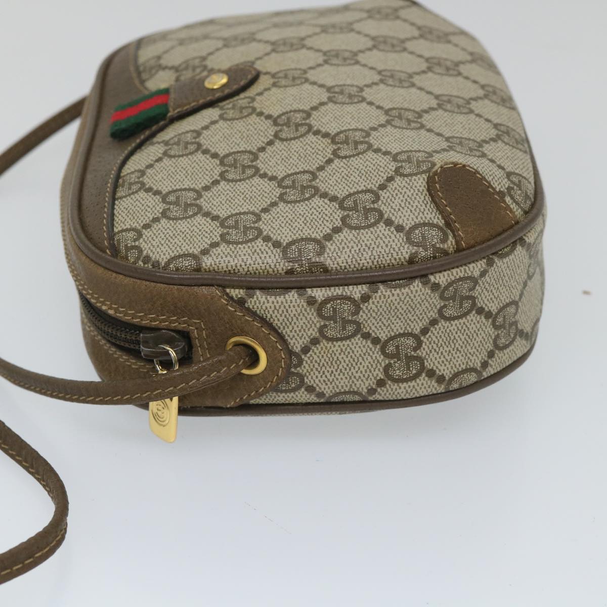 GUCCI GG Supreme Web Sherry Line Shoulder Bag Red Beige 89 02 066 Auth yk9197