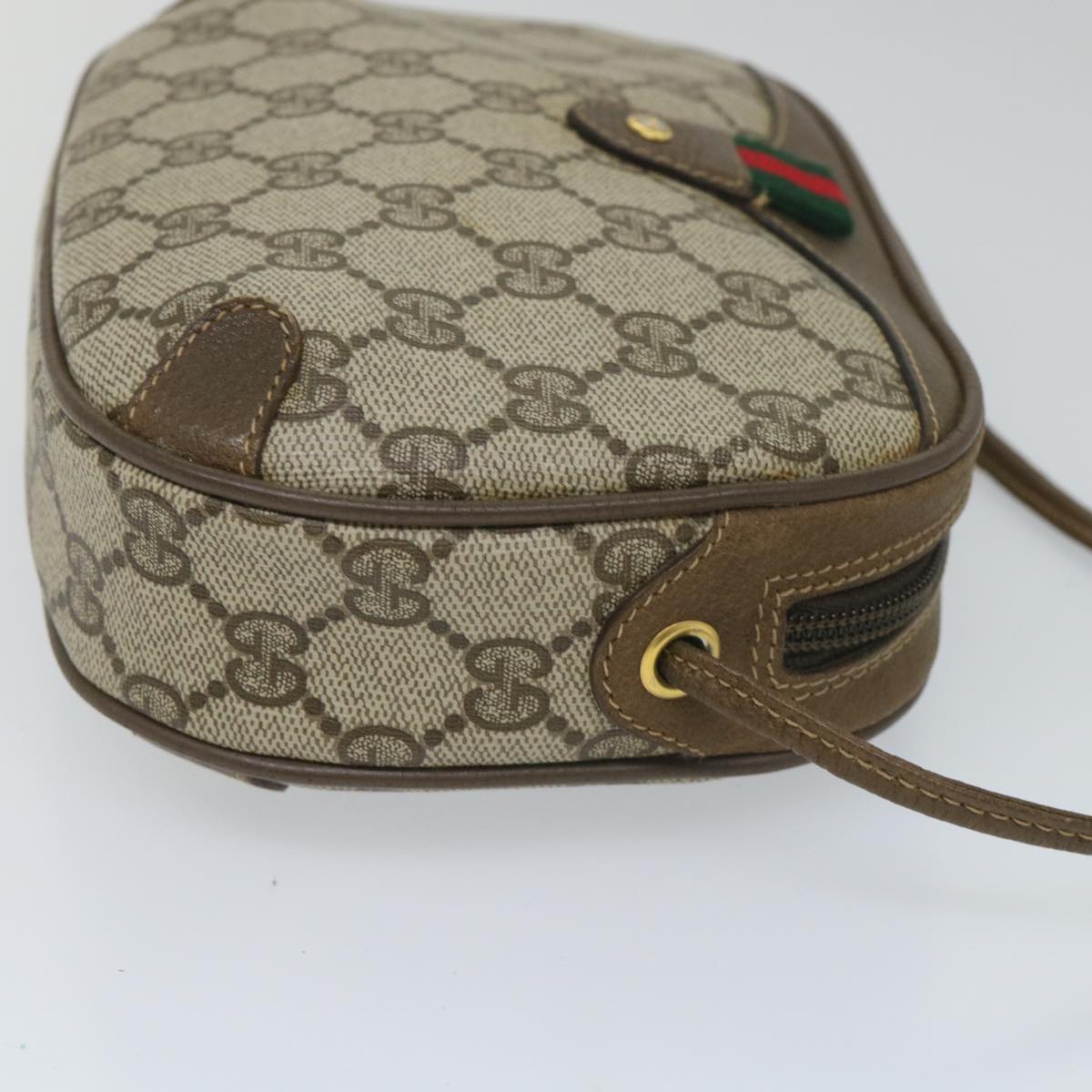 GUCCI GG Supreme Web Sherry Line Shoulder Bag Red Beige 89 02 066 Auth yk9197