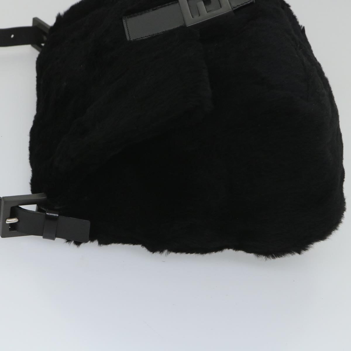 FENDI Mamma Baguette Shoulder Bag Fur Black Auth yk9200