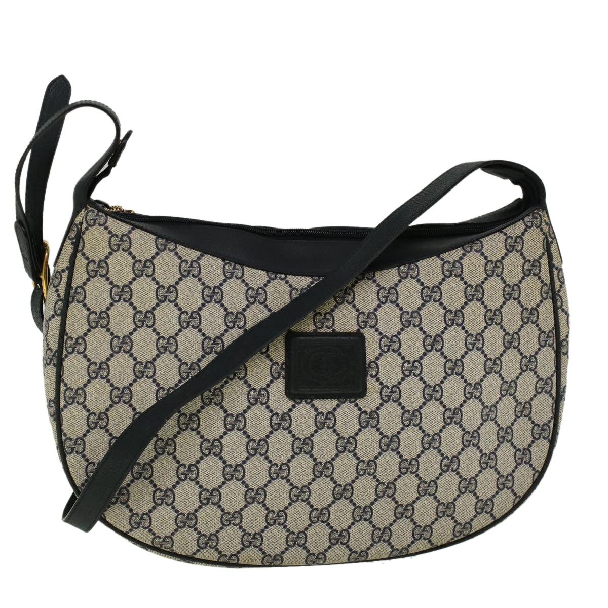 GUCCI GG Canvas Shoulder Bag PVC Leather Navy Auth yk9202