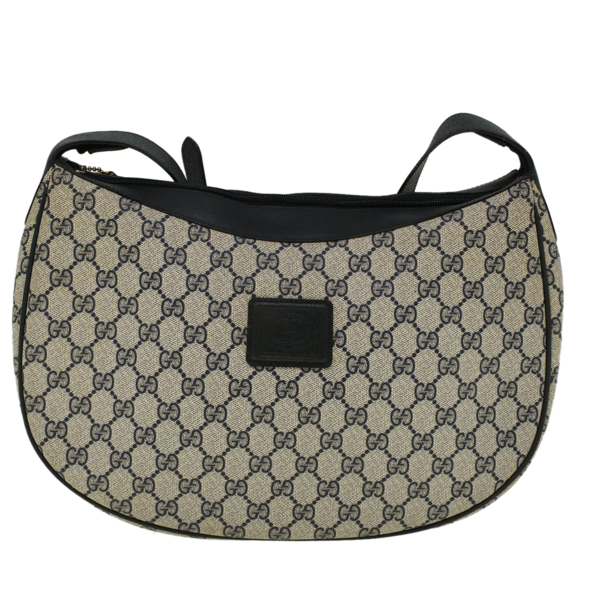 GUCCI GG Canvas Shoulder Bag PVC Leather Navy Auth yk9202