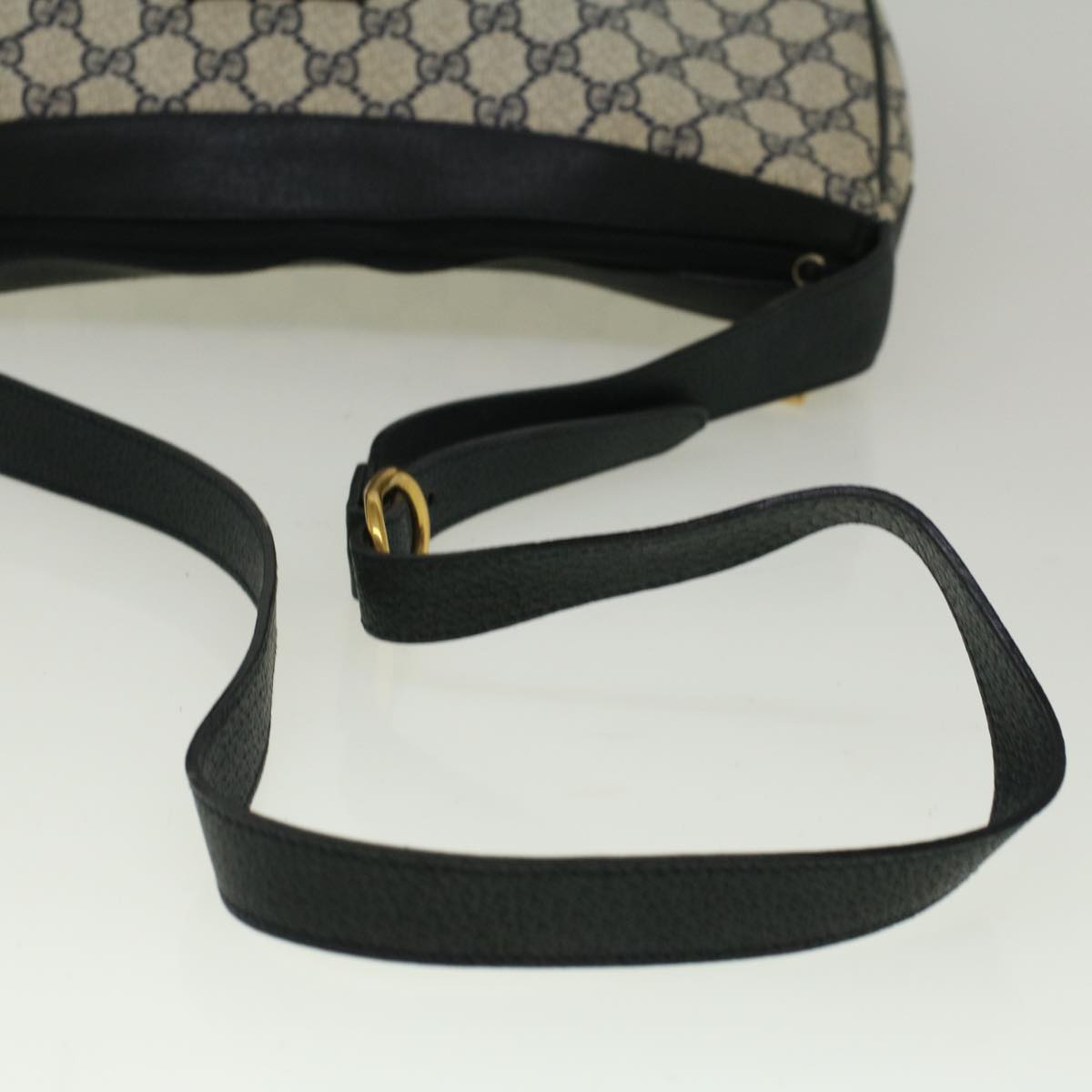 GUCCI GG Canvas Shoulder Bag PVC Leather Navy Auth yk9202