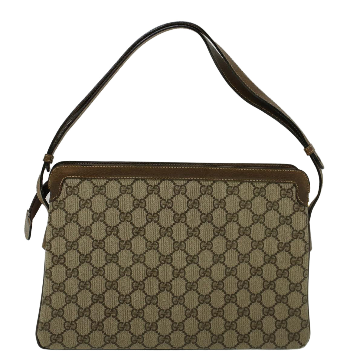 GUCCI GG Canvas Web Sherry Line Shoulder Bag PVC Leather Beige Green Auth yk9207 - 0