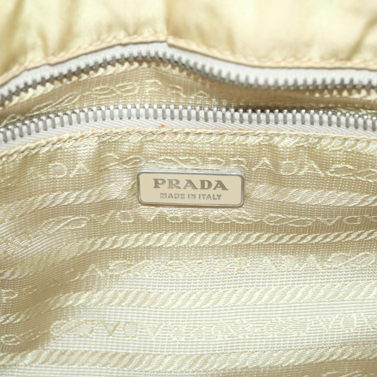 PRADA Shoulder Bag Nylon Beige Auth yk9211