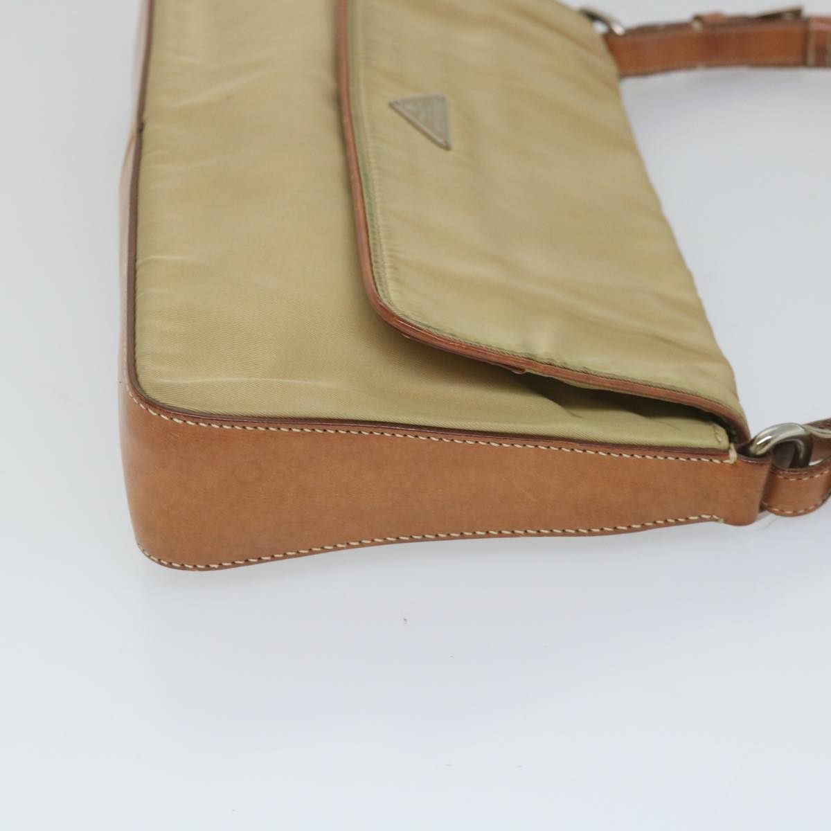 PRADA Shoulder Bag Nylon Beige Auth yk9211