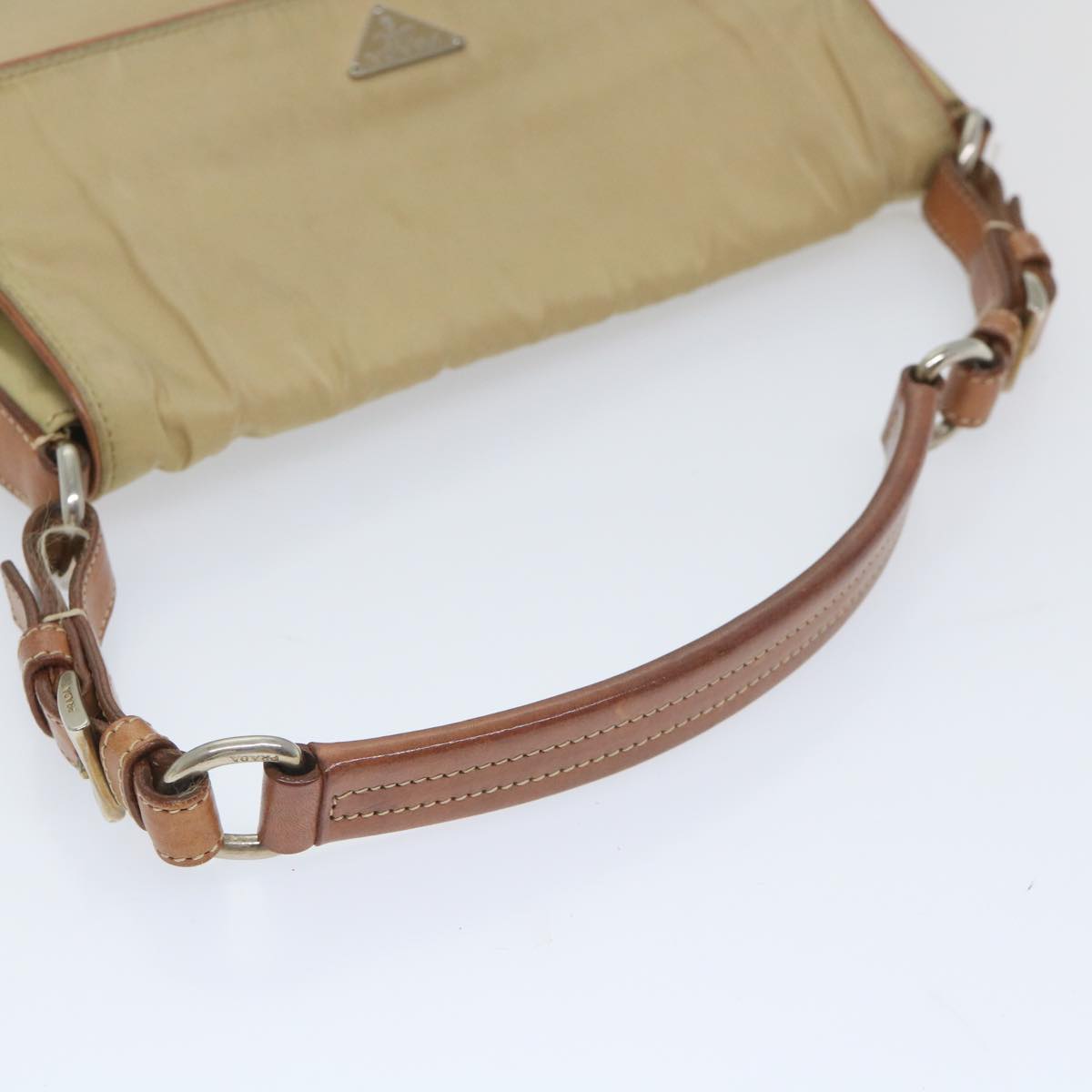 PRADA Shoulder Bag Nylon Beige Auth yk9211