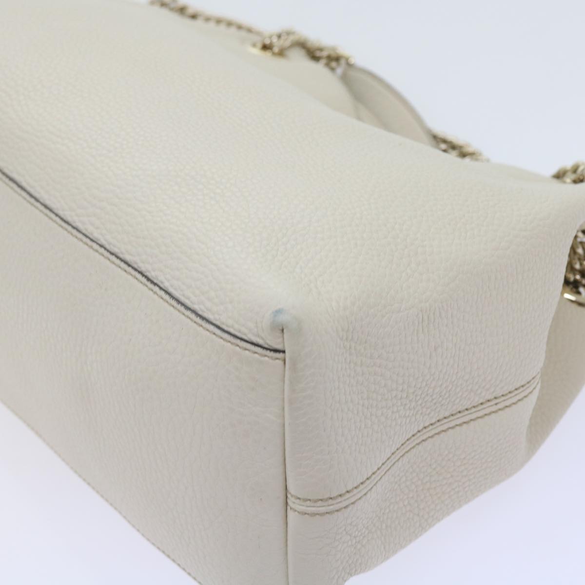 GUCCI Chain Soho Shoulder Bag Leather White 308982 Auth yk9223