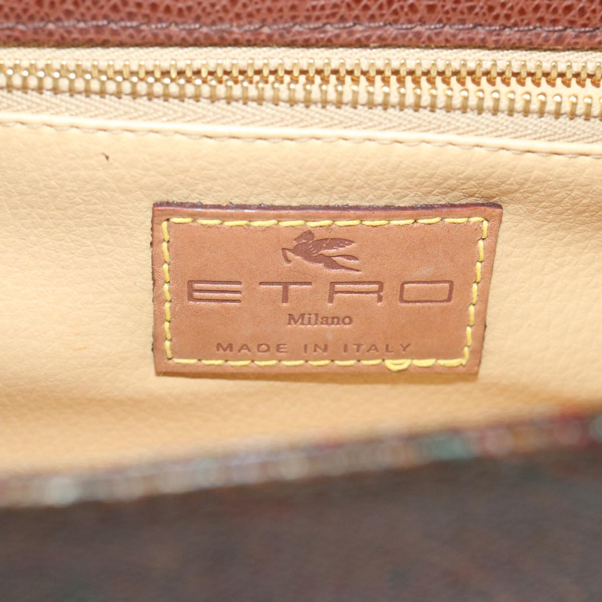 ETRO Paisley Shoulder Bag PVC Leather Brown Auth yk9230