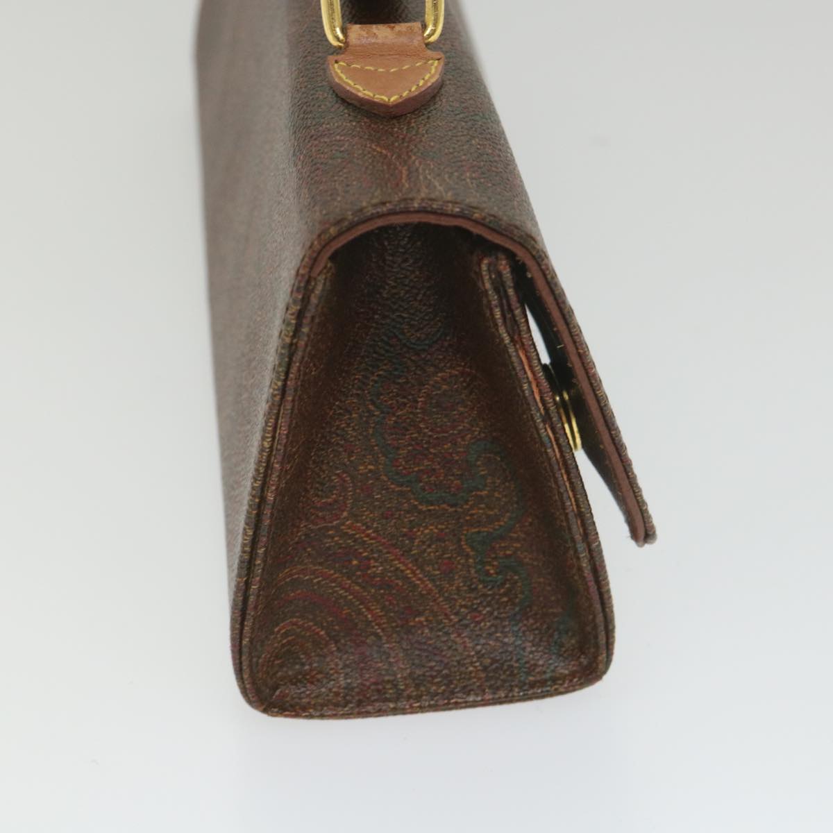 ETRO Paisley Shoulder Bag PVC Leather Brown Auth yk9230