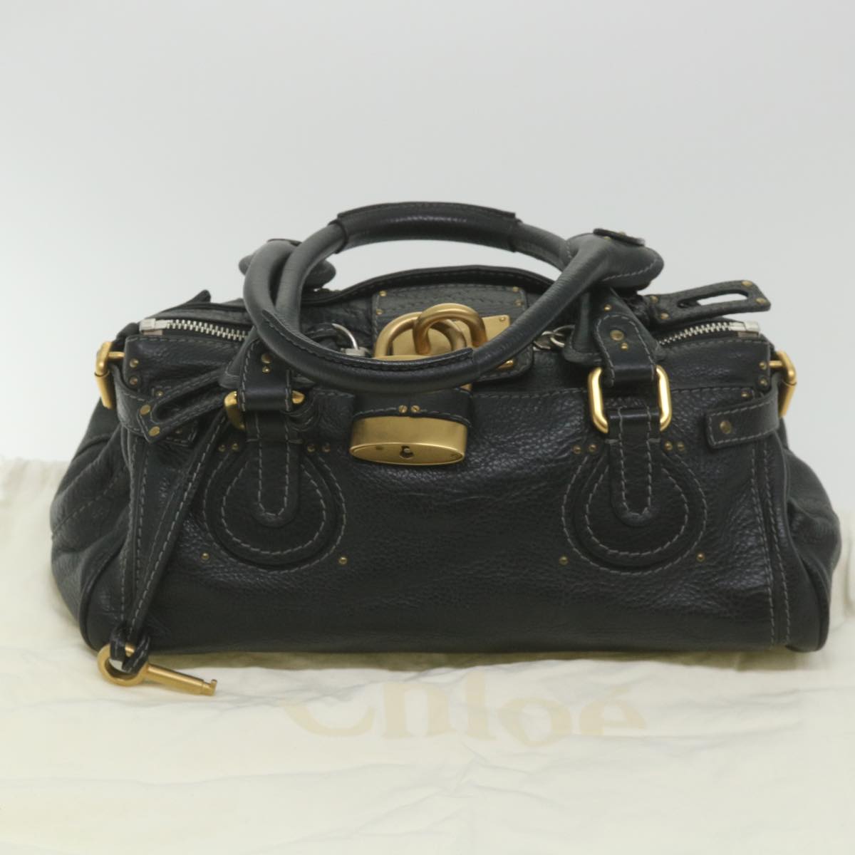 Chloe Paddington Hand Bag Leather Black 04 08 51 5191 Auth yk9234