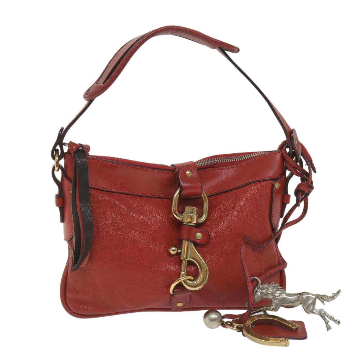 Chloe Shoulder Bag Leather Red 03 08 51 5811 Auth yk9240