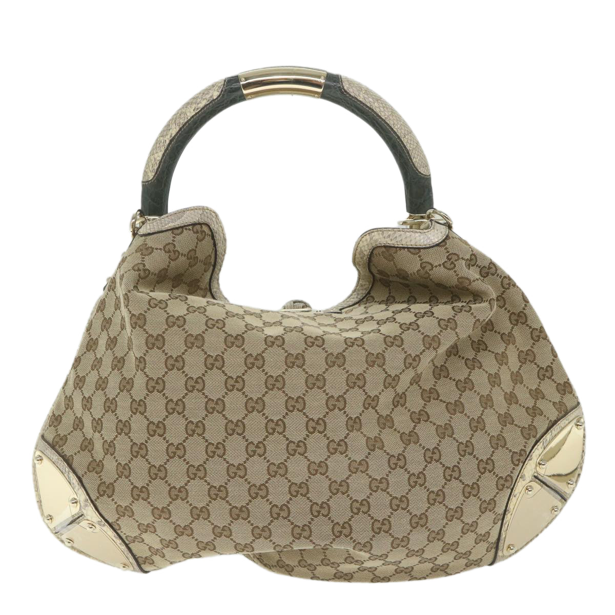 GUCCI GG Canvas Bamboo Indy Shoulder Bag 2way Beige 177088 Auth yk9244 - 0