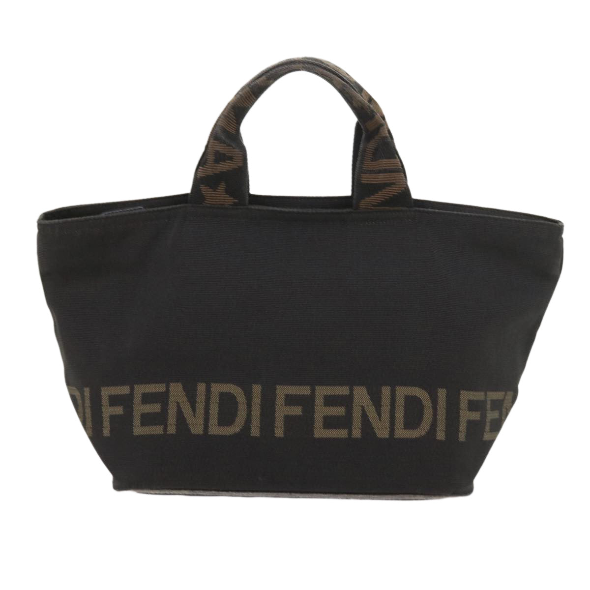 FENDI Hand Bag Canvas Black Auth yk9264