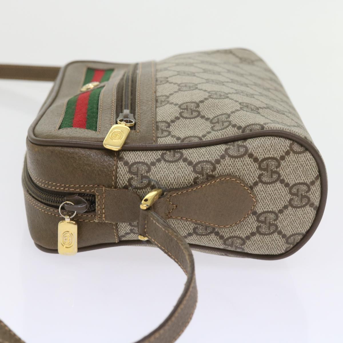 GUCCI GG Supreme Web Sherry Line Shoulder Bag Beige Red 56 02 087 Auth yk9277