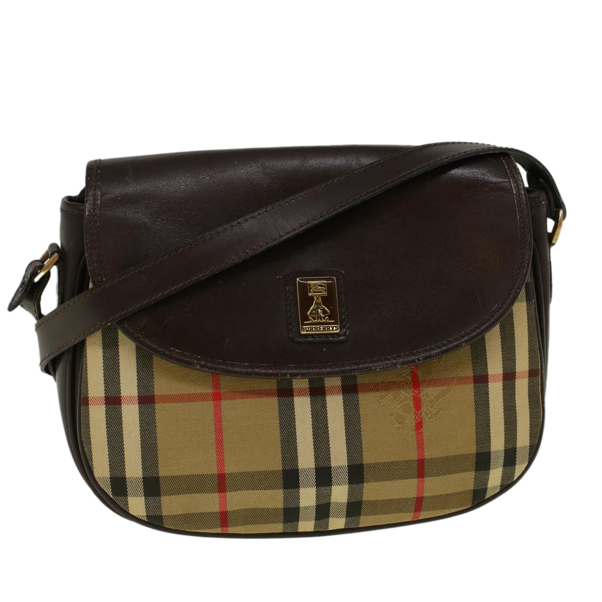 BURBERRY Nova Check Shoulder Bag Canvas Beige Auth yk9294